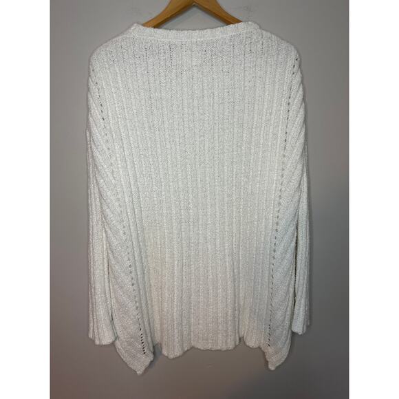 Nili Lotan Multi Direction Rib Sweater High Low Knit Cotton White Sz M Oversized - Picture 7 of 9
